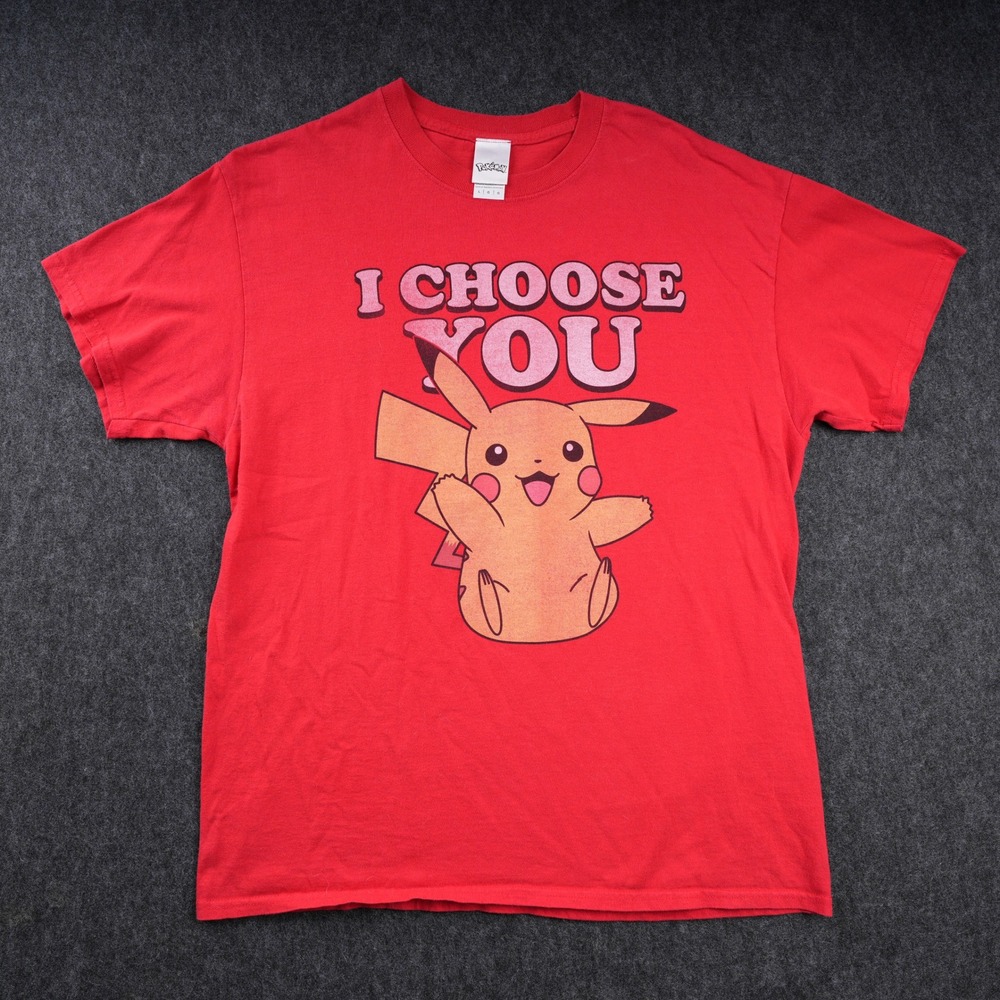 Pokemon Pikachu I Choose You Graphic T-Shirt Mens Large Red Excellent Condition
